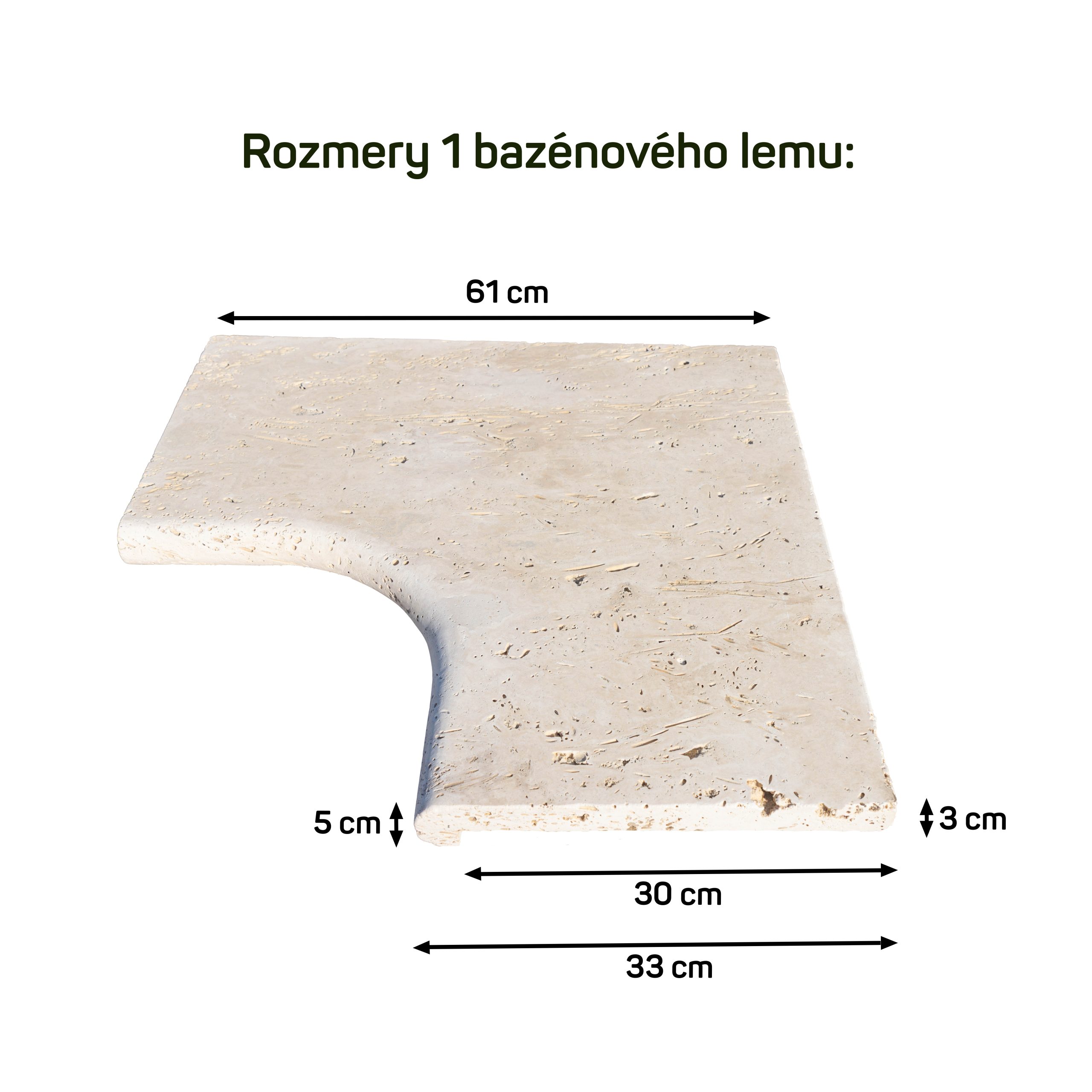 Travertín LIGHT ATR22 bazénový lem - vnútorný roh 2 Travertín MOCCA ATR56 bazénový lem – vnútorný roh