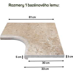 Travertín bazénový lem – vnútorný roh