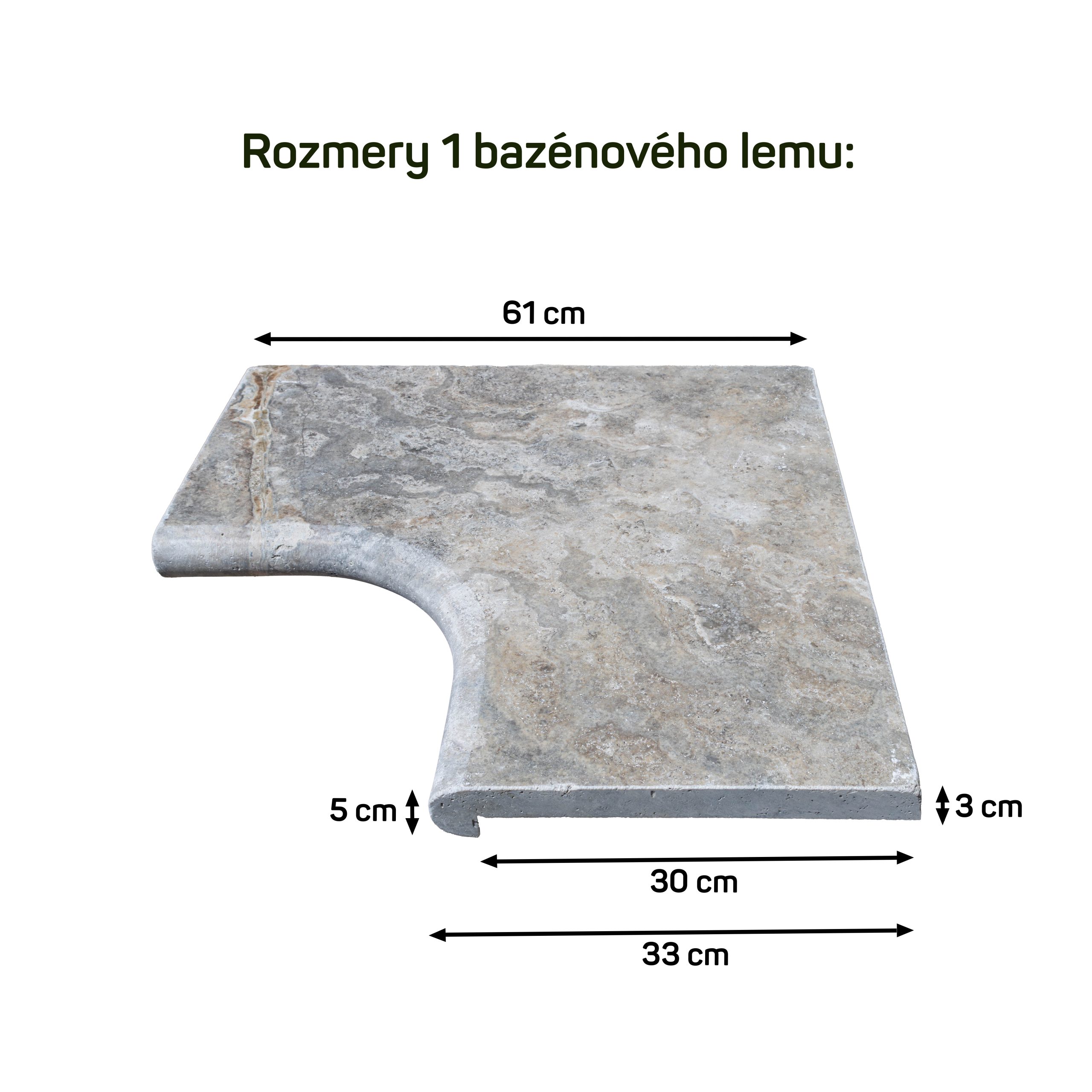 Travertín BLUE SKY ATR73 bazénový lem – vnútorný roh